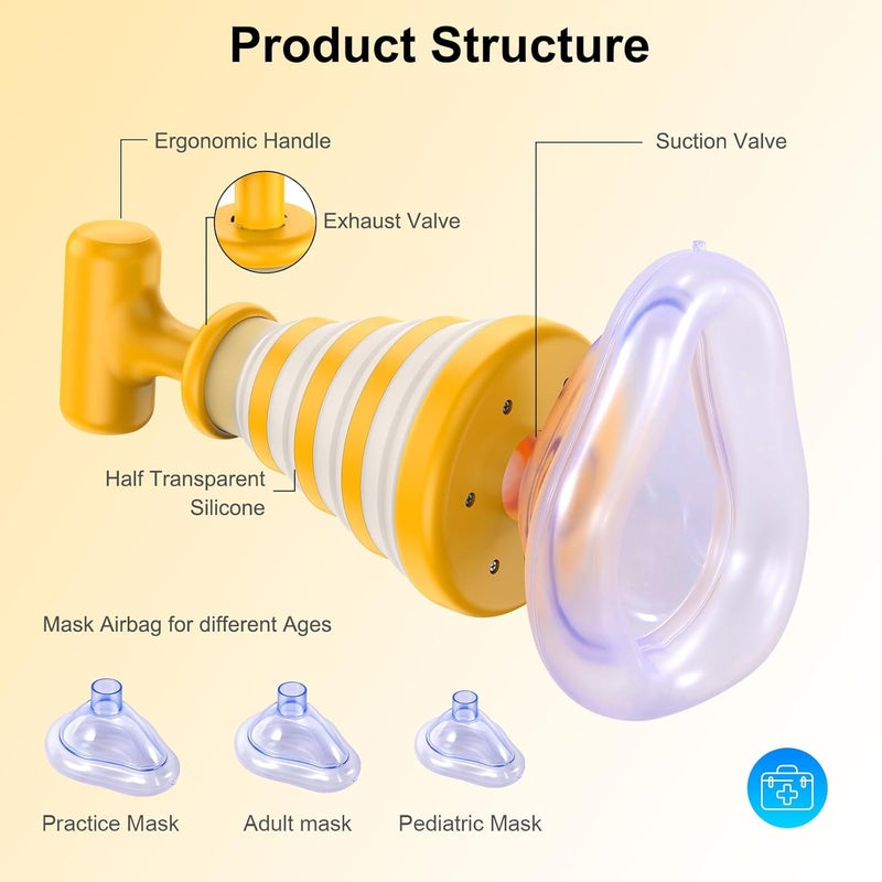 TOONEV Foldable Anti Choking Rescue Home Emergency Device for Kids Adults and Elderly, Portable Airway Suction Management with Multi Mask,First Aid Kits Alternative to Heimlich Assist Device - Image 3